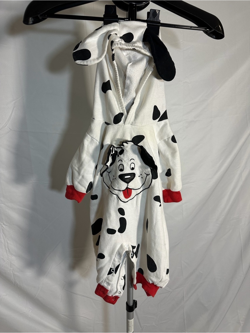 Vintage baby Dalmatian Hooded One-Piece Romper - White with Black Spots